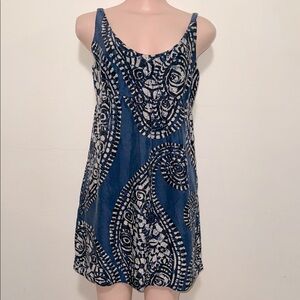 Michael Kors woman silk sleeveless dress size 6 petite Blue/black/tan Pattern